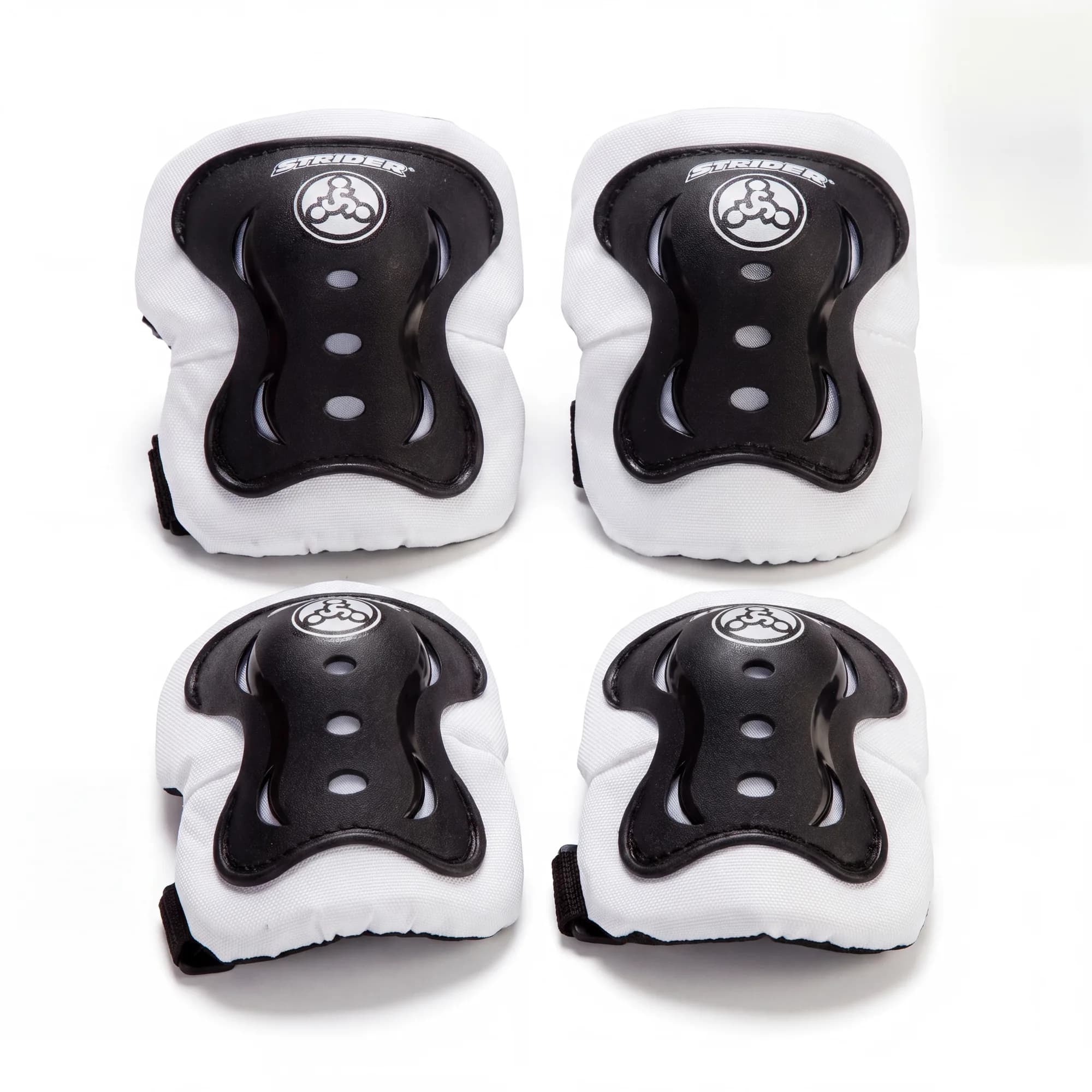 Strider elbow and knee pads set on white background