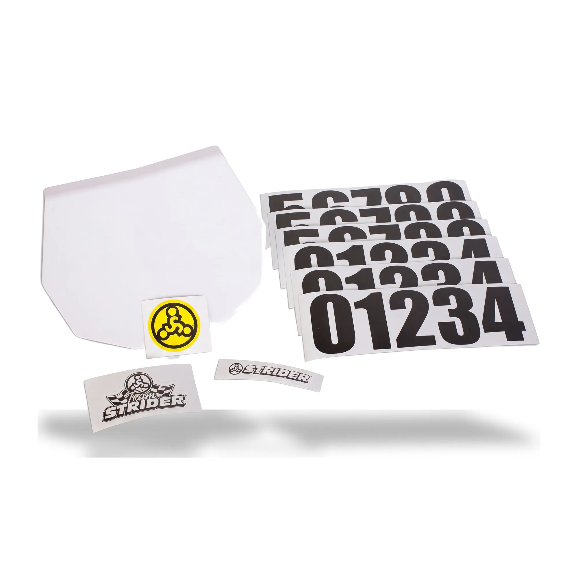 Strider number plate on white background